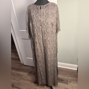 Spenser Jeremy Silk Chiffon Snakeskin Print Duster Dress Set Gray